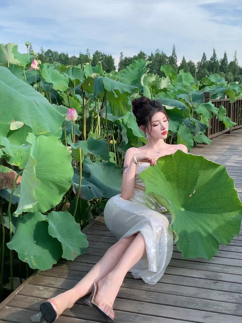 Tuyển tập 1000+ mẫu ảnh gái xinh đầm sen đẹp nhất cho chị em