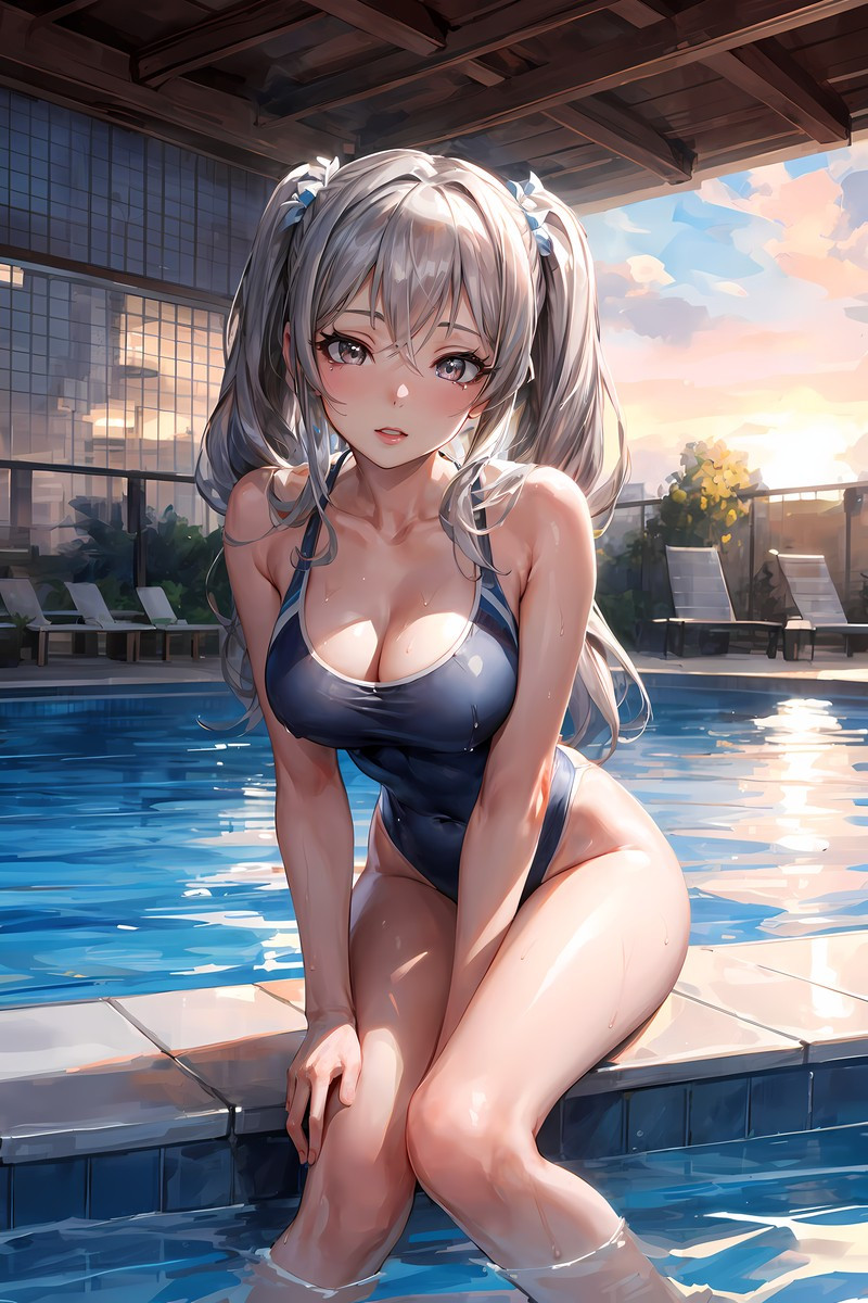Nhân vật anime quyến rũ trong một cảnh hành động